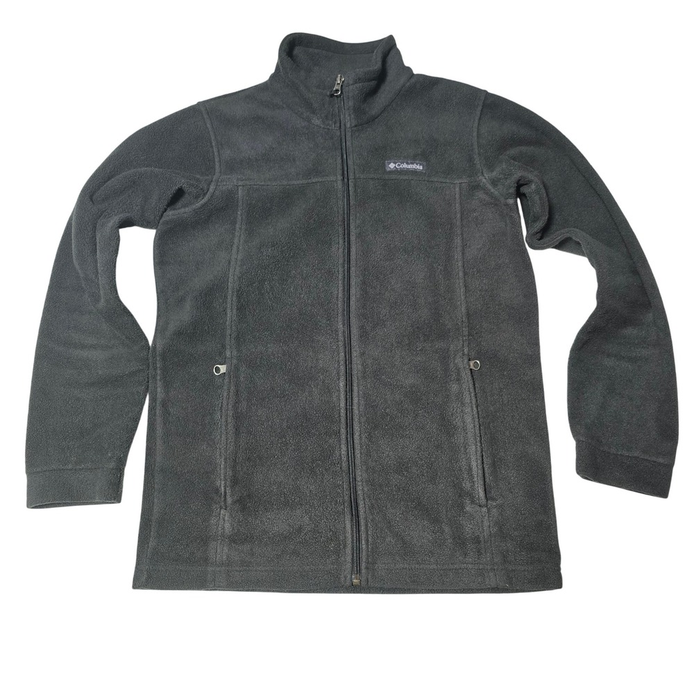 Columbia Full Zip Fleece Jacket Charcoal Gray Womens Small / Youth Large Winter‎